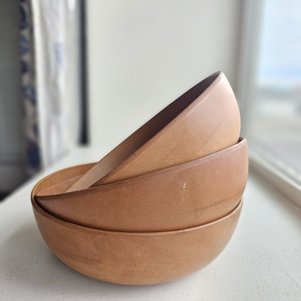 1960s 1970s Lot Of 3 Ellingers Vintage Agatized Wood Serving Bowl #100 9-1/4"
